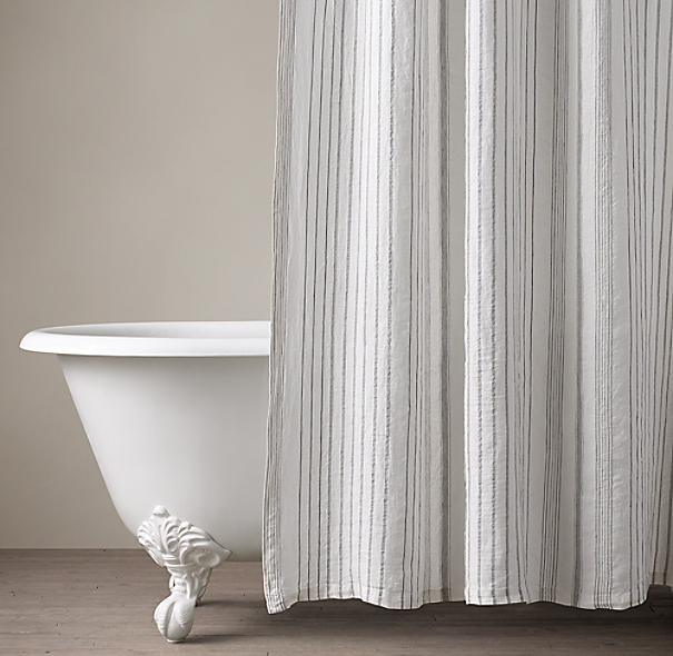 Italian Stripe Jacquard Linen Shower Curtain