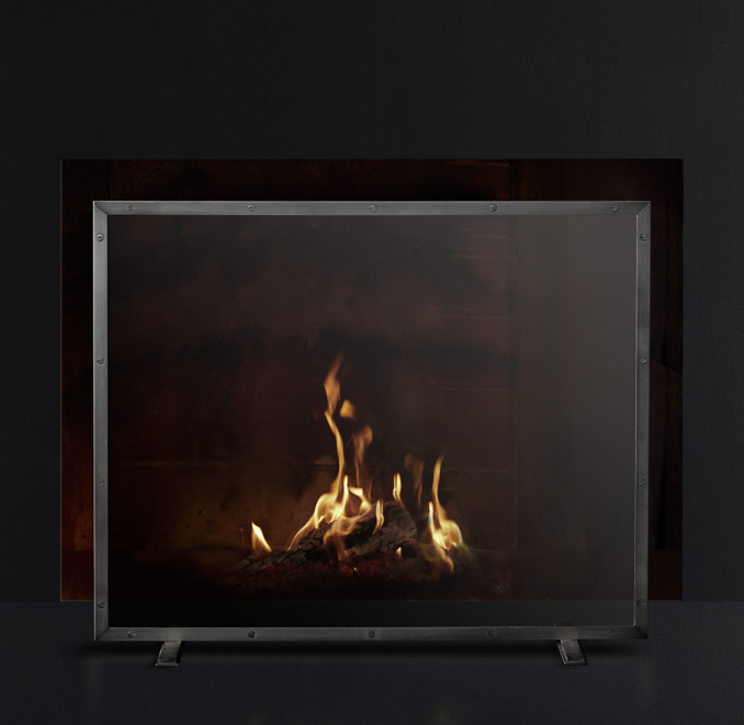 Courchevel Glass Panel Fireplace Screen