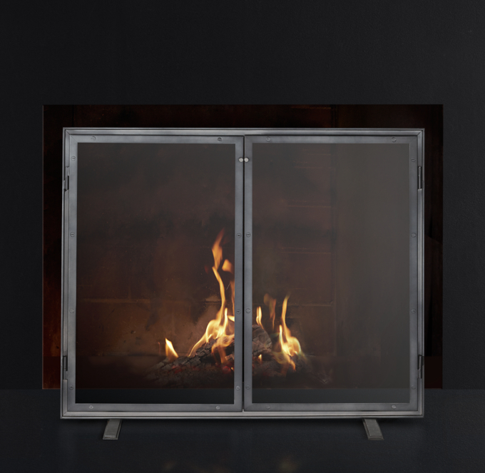 Courchevel Glass Fireplace Screen With Doors