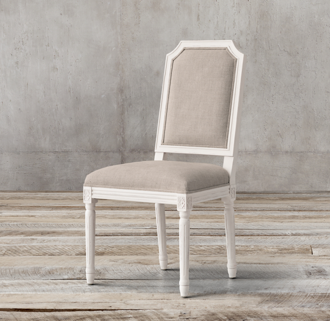 Shown in Sand Belgian Linen with Distressed White Oak finish.