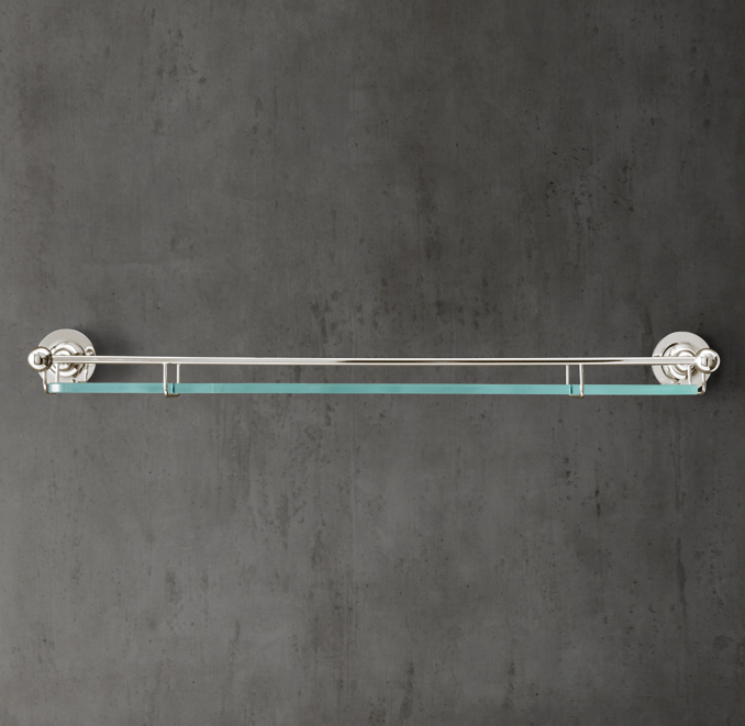 1900 Classic Edwardian Glass Shelf with Rail | RH