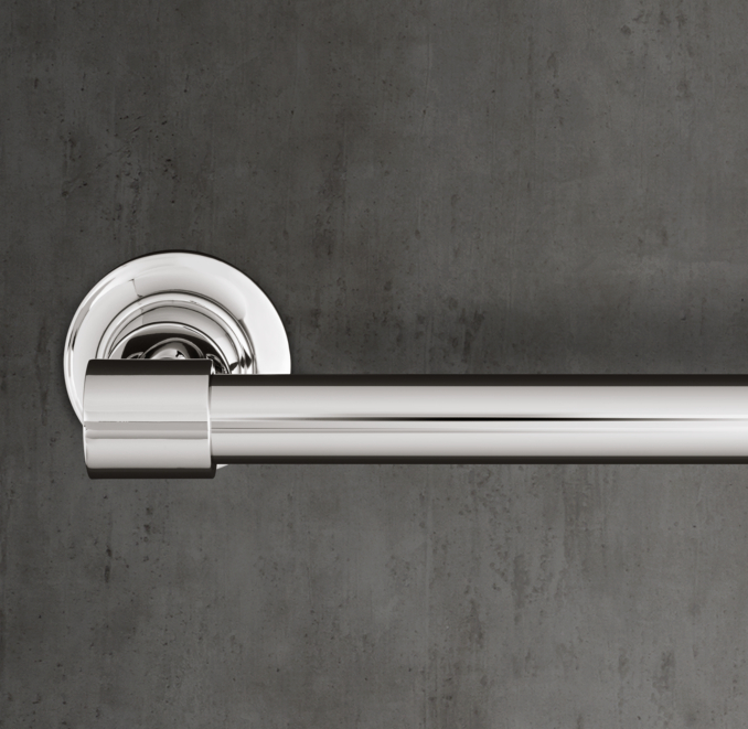 Front view of 1940 Fleetwood Towel Bar shown in Polished Nickel