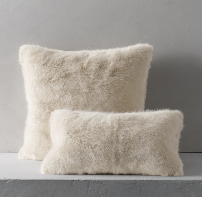 Ultra Faux Fur Pillow Cover Cream