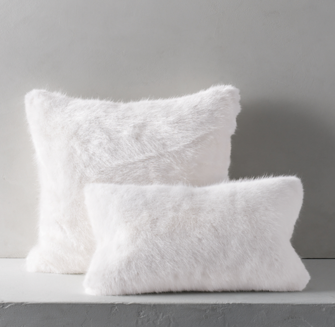 Ultra Faux Fur Pillow Cover White