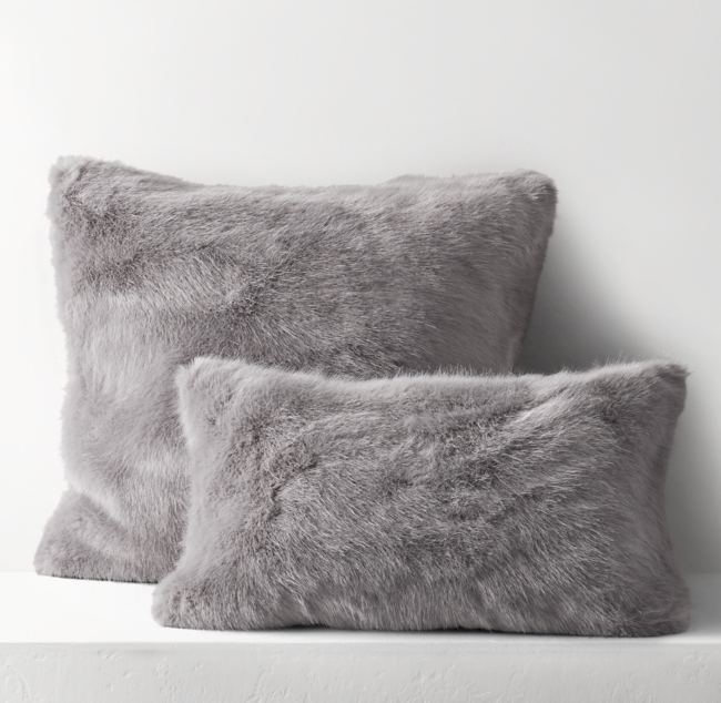 Ultra Faux Fur Pillow Cover Fog