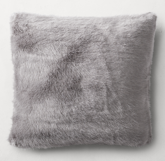 Ultra Faux Fur Square Pillow Cover Fog