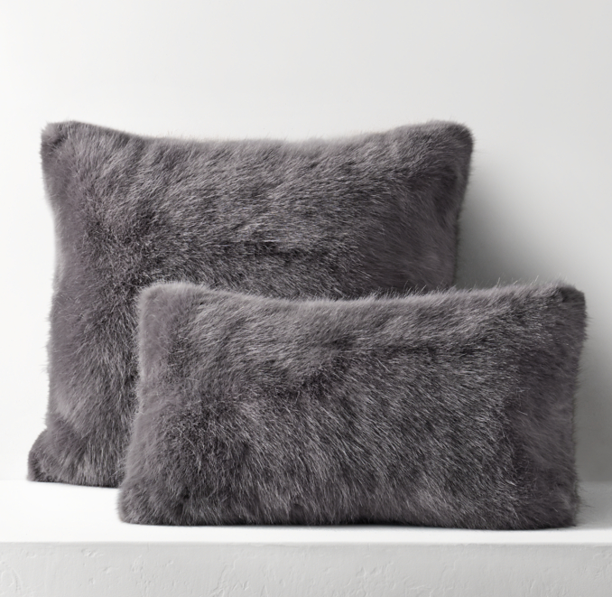 Ultra Faux Fur Pillow Cover Graphite