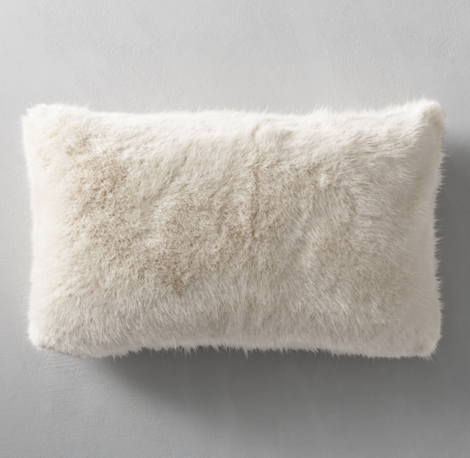 Ultra Faux Fur Lumbar Pillow Cover Cream