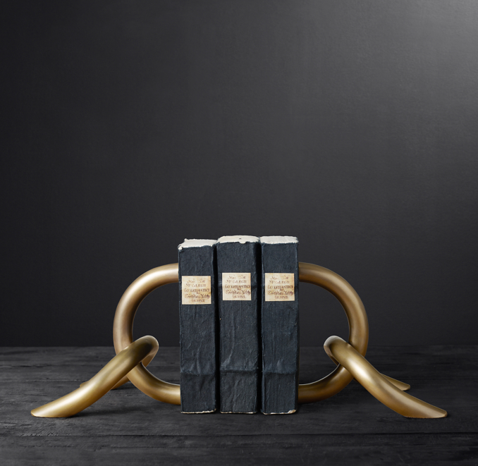 Front view of Cast Linked Bookends (Set Of 2) shown in Brass