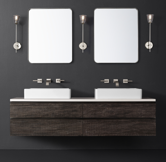 Monterey Double Floating Vessel Vanity Stone Top Wall Mount