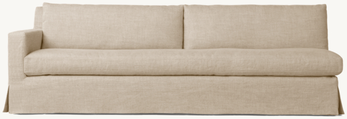 Front view of Belgian Track Arm Slipcovered Left-Arm Sofa 