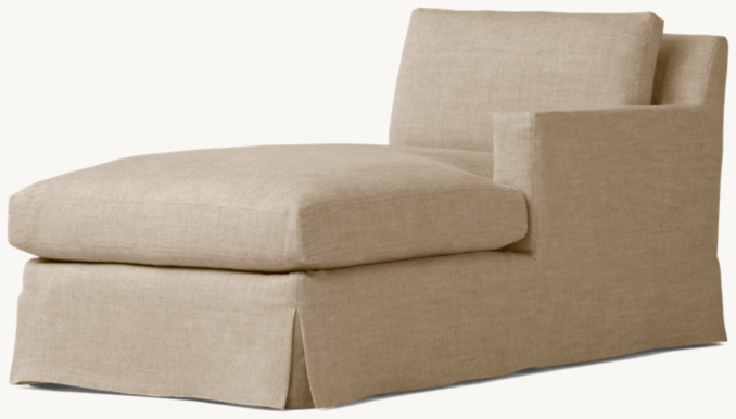 Three Quarter view of Belgian Track Arm Slipcovered Right-Arm Chaise 