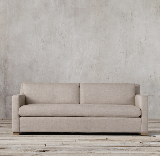 Front view of 6' Petite Belgian Track Arm Upholstered Sofa 