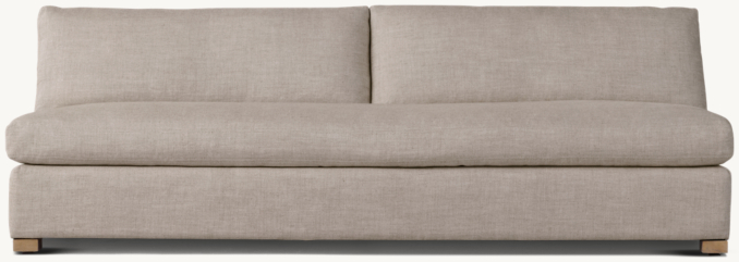 Front view of Belgian Track Arm Armless Sofa 
