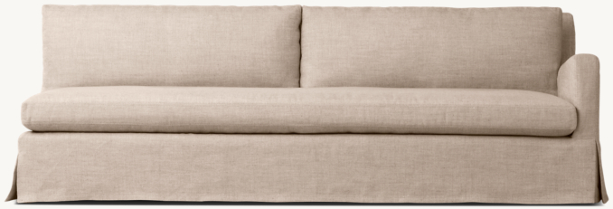 Front view of Belgian Slope Arm Slipcovered Right-Arm Sofa 