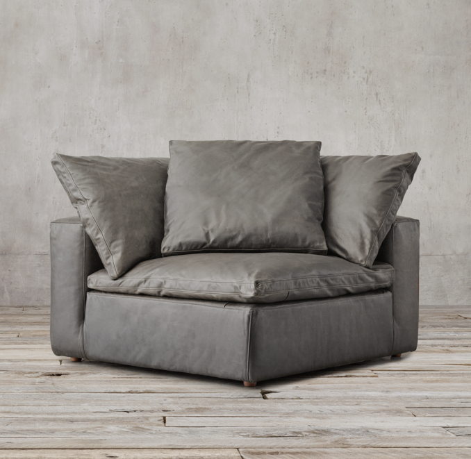 Three Quarter view of Petite Cloud Modular Leather Corner Chair 