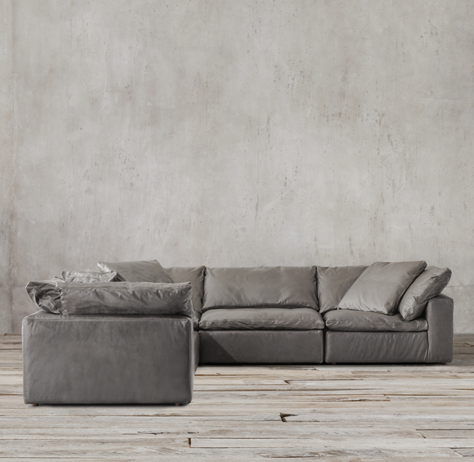 Front view of Cloud Modular Leather Customizable Sectional 