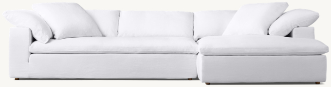 Sofá modular con chaise longue con asiento tipo banco y brazo derecho Cloud