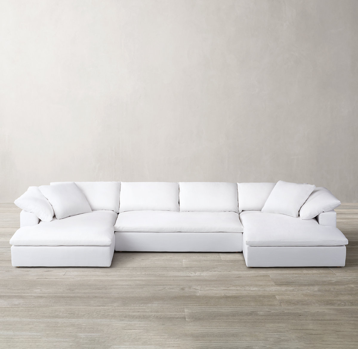 A rh CLOUD CUSTOMIZABLE BENCH-SEAT SECTIONAL