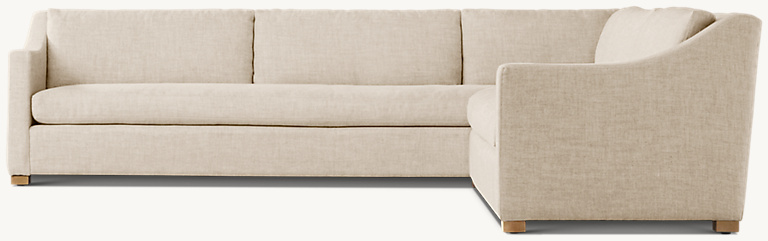Shown in Sand Belgian Linen; sectional consists of 1 left-arm sofa and 1 right-arm return sofa.