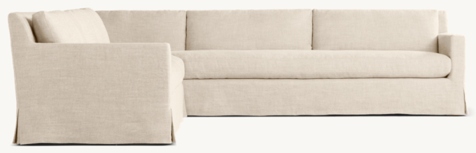 Belgian Slipcovered Track Arm Left-Arm Bench-Seat L-Sectional