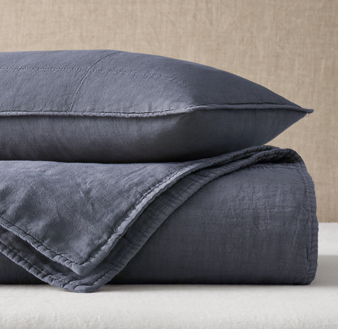 European Linen BoxStitch Quilt & Sham