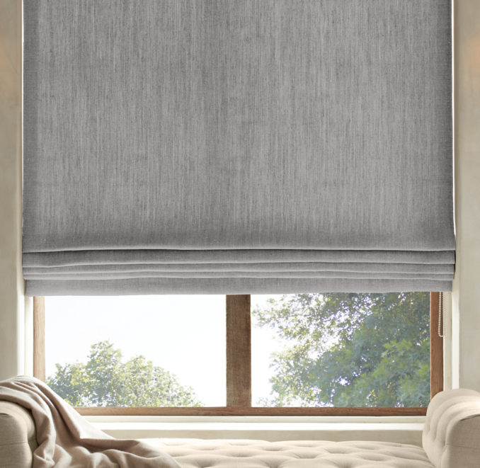 Belgian Flax Linen Cross Weave Flat Roman Shade<Br><B><Small><Em>All Colors On Sale</Em></Small></B> shown in Sand