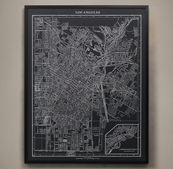 1900s Lithograph Map Of Los Angeles