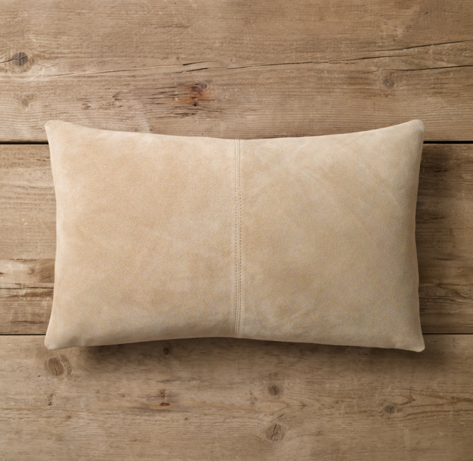 Suede Topstitched Lumbar Pillow Cover