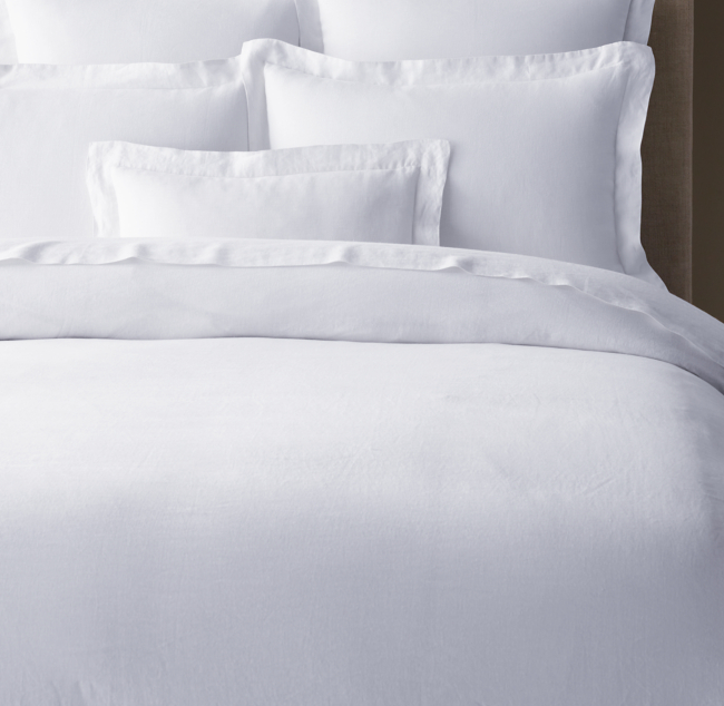 Stonewashed Belgian Linen Duvet Cover White