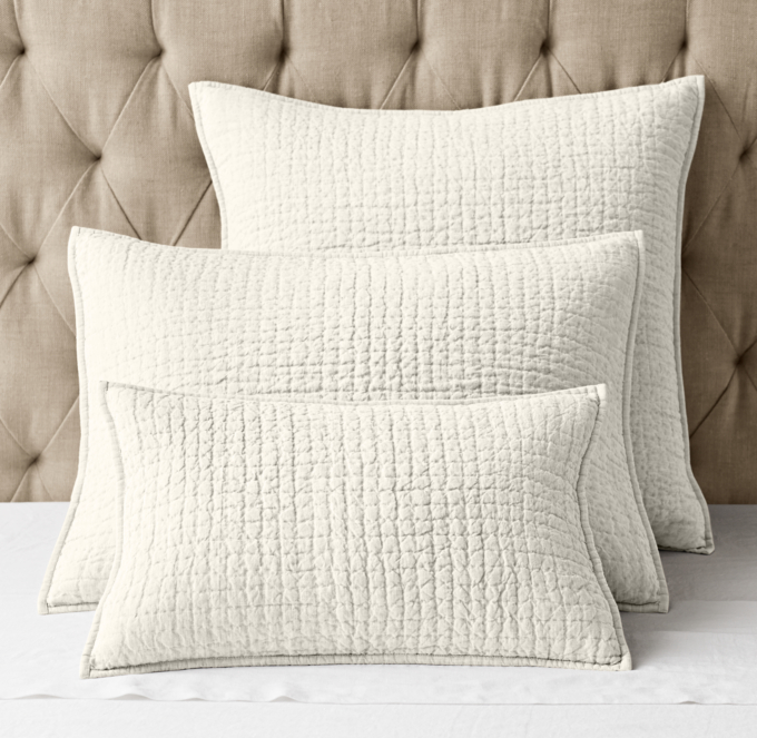 VintageWashed HandQuilted Belgian Flax Linen Sham