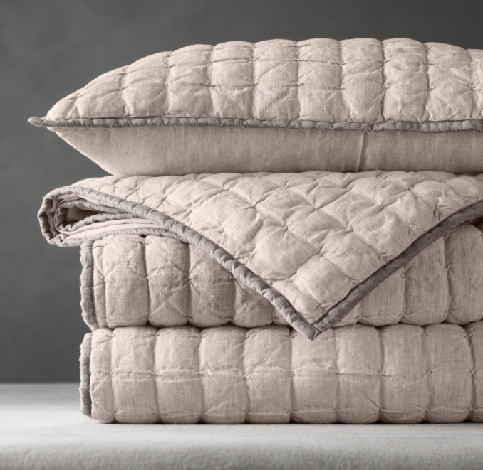 VintageWashed Tufted Belgian Linen Quilt