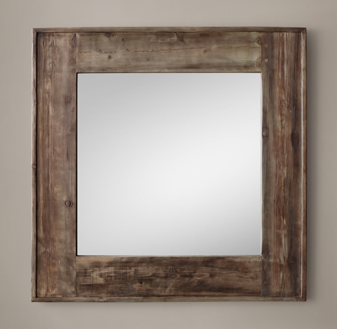Salvaged Boat Wood Mirror Square