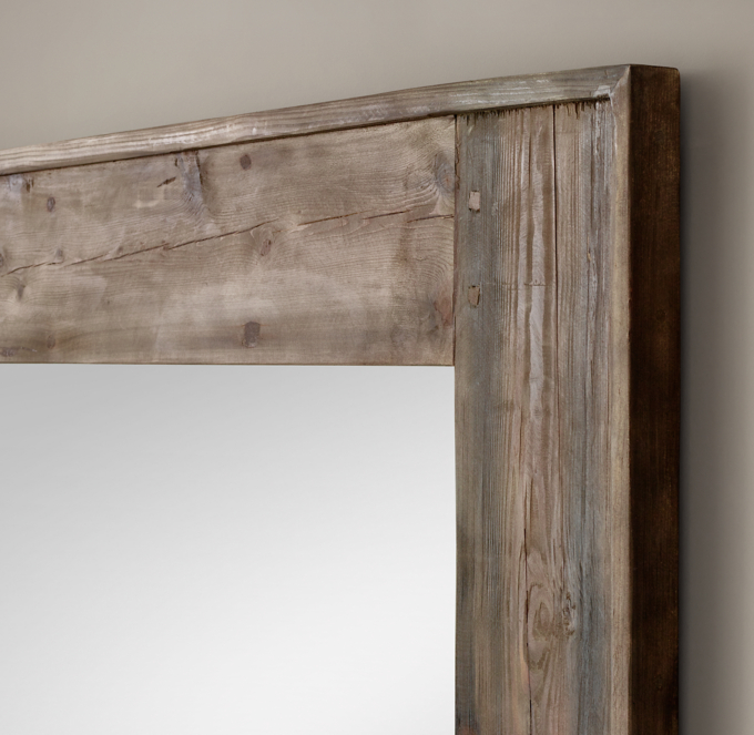 Salvaged Boat Wood Mirror Square