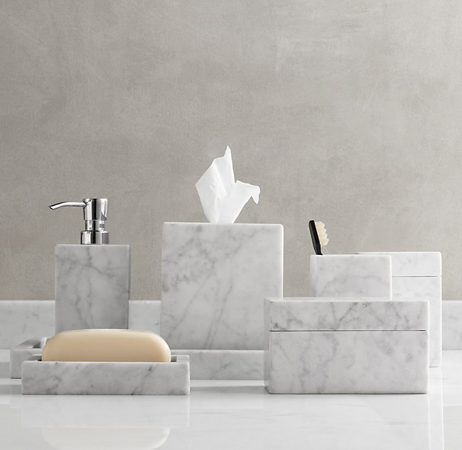 Carrara Marble Bath Accessories, Marble Bathroom Accessories