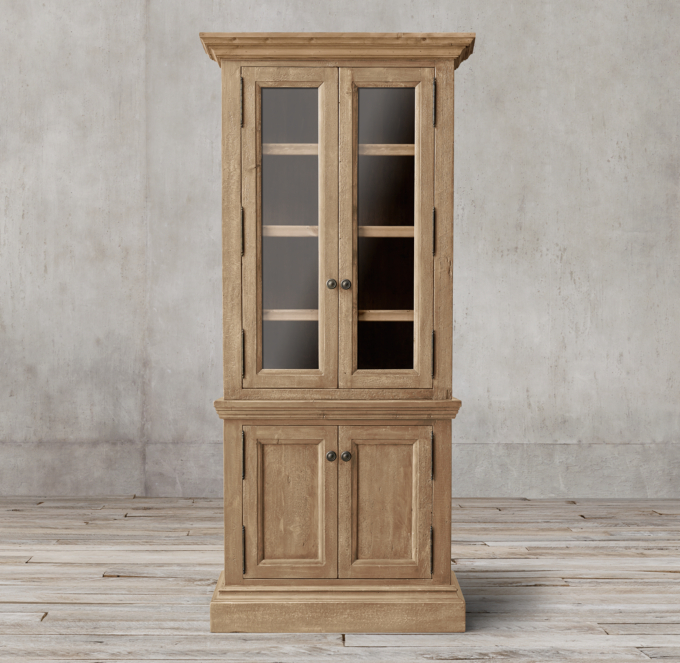 Salvaged Wood Glass Double-Door Sideboard & Hutch