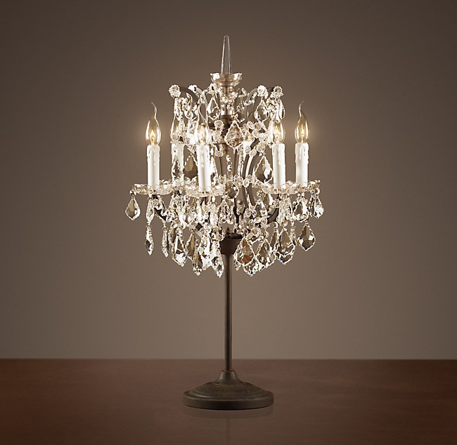Rococo Iron Clear Crystal Table Lamp, Iron Table Lamp Restoration Hardware