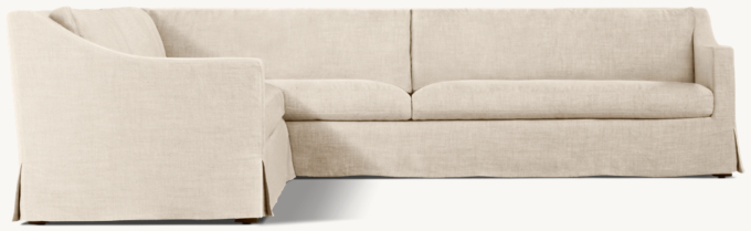 Belgian Slipcovered Classic Slope Arm Left-Arm L-Sectional