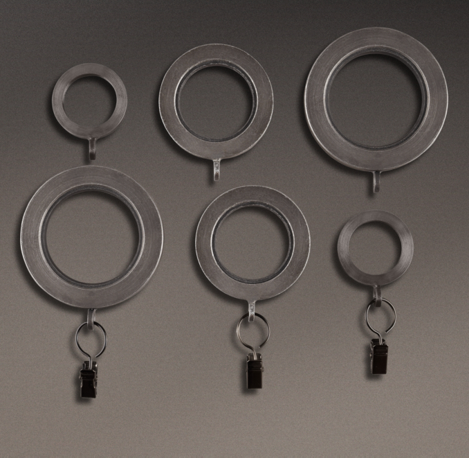 Industrial Drapery Rings (Set of 7) Blackened Iron