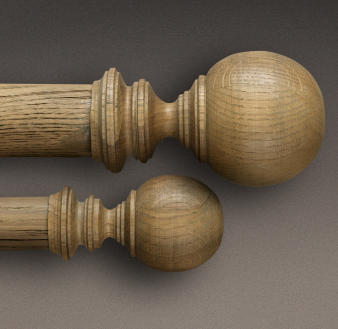 Estate Weathered Oak Ball Finial Weathered Oak