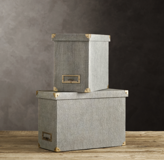 Linen Desktop File Box Fog