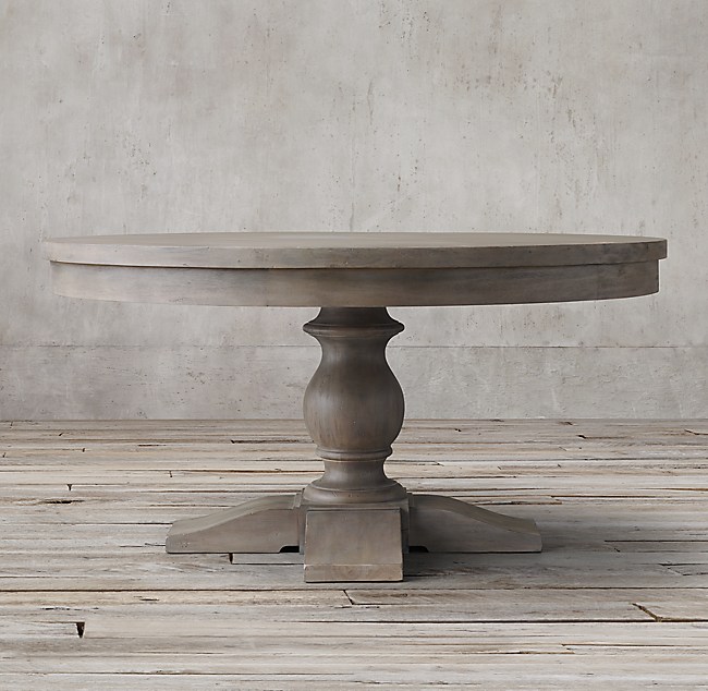 17th C Priory Round Dining Table, Weathered Grey Round Dining Table