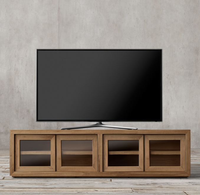 Reclaimed Russian Oak Glass 4Door Media Console