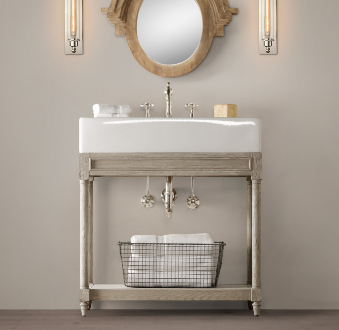 Weathered Oak Single Console Washstand