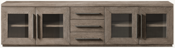 Machinto Glass 4Door Media Console with Drawers