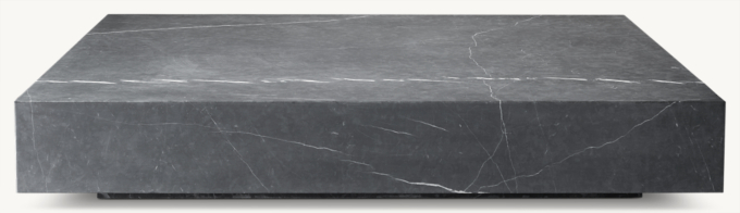 Front view of Low Marble Plinth Square Coffee Table 