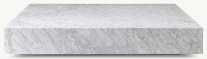 Front view of Low Marble Plinth Coffee Table