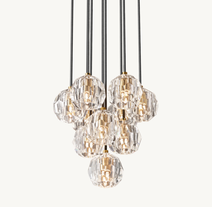 Boule De Cristal Clear Glass Round Cluster Chandelier 14\"