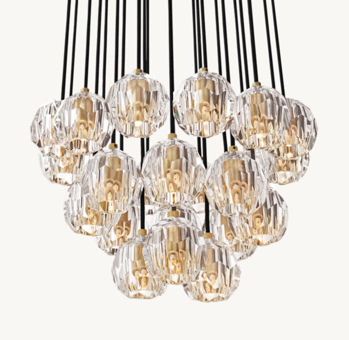 Boule De Cristal Clear Glass Round Cluster Chandelier 24\"