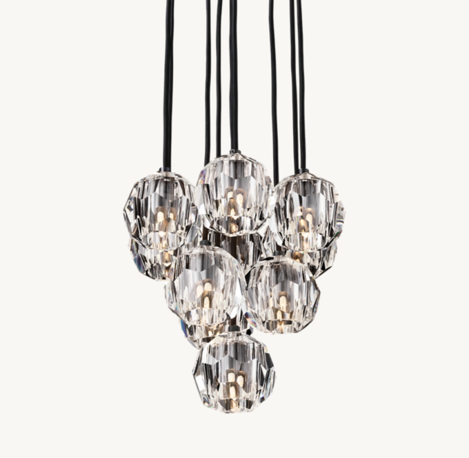 Boule De Cristal Clear Glass Round Cluster Chandelier 14"